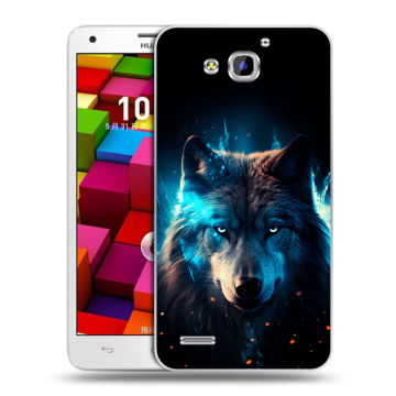 Пластиковый чехол на Huawei Honor 3x с принтом Волк ночной Пластиковый чехол на Huawei Honor 3x с принтом Волк ночной