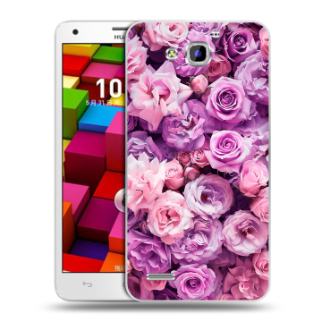 Пластиковый чехол на Huawei Honor 3x с принтом лавандовые розы