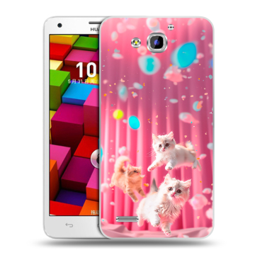 Пластиковый чехол на Huawei Honor 3x с принтом милые котики