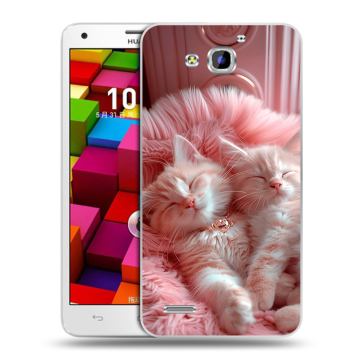 Пластиковый чехол на Huawei Honor 3x с принтом котята котики Пластиковый чехол на Huawei Honor 3x с принтом котята котики