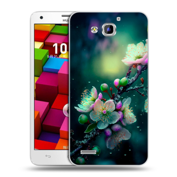 Пластиковый чехол на Huawei Honor 3x с принтом Цветы и мрамор Пластиковый чехол на Huawei Honor 3x с принтом Цветы и мрамор