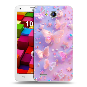 Пластиковый чехол на Huawei Honor 3x с принтом Бабочки Пластиковый чехол на Huawei Honor 3x с принтом Бабочки