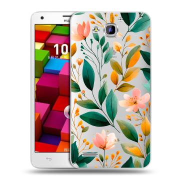 Пластиковый чехол на Huawei Honor 3x с принтом Цветы паттерн Пластиковый чехол на Huawei Honor 3x с принтом Цветы паттерн