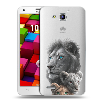 Пластиковый чехол на Huawei Honor 3x с принтом Львы Пластиковый чехол на Huawei Honor 3x с принтом Львы