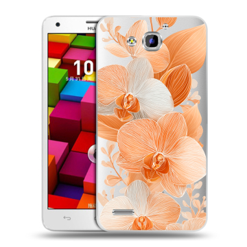 Пластиковый чехол на Huawei Honor 3x с принтом Бежевые цветы Пластиковый чехол на Huawei Honor 3x с принтом Бежевые цветы