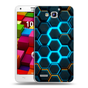 Пластиковый чехол на Huawei Honor 3x с принтом Неоновые соты Пластиковый чехол на Huawei Honor 3x с принтом Неоновые соты