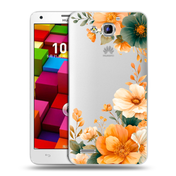 Пластиковый чехол на Huawei Honor 3x с принтом Цветы принт Пластиковый чехол на Huawei Honor 3x с принтом Цветы принт