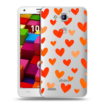 Пластиковый чехол на Huawei Honor 3x с принтом Сердечки Пластиковый чехол на Huawei Honor 3x с принтом Сердечки