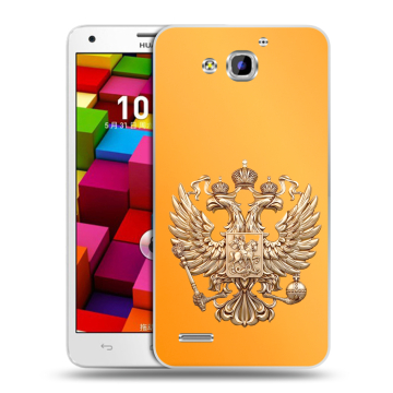 Пластиковый чехол на Huawei Honor 3x с принтом Герб Флаг России