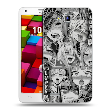 Пластиковый чехол на Huawei Honor 3x с принтом Ahegao Ахегао Аниме