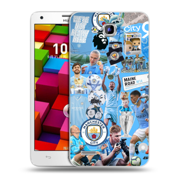 Пластиковый чехол на Huawei Honor 3x с принтом Man City Манчестер Сити