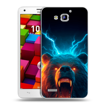 Пластиковый чехол на Huawei Honor 3x с принтом Медведь