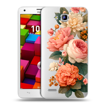 Пластиковый чехол на Huawei Honor 3x с принтом цветы