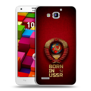 Пластиковый чехол на Huawei Honor 3x с принтом Флаг Герб СССР