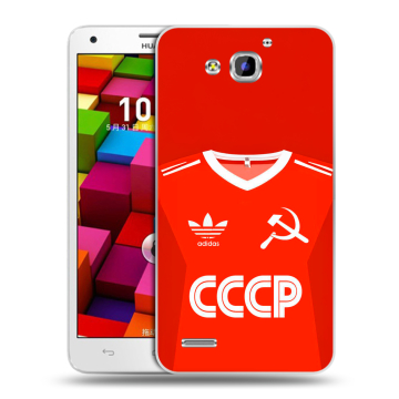 Пластиковый чехол на Huawei Honor 3x с принтом Флаг Герб СССР