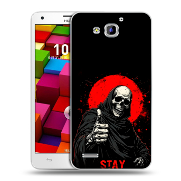 Пластиковый чехол на Huawei Honor 3x с принтом смешной скелет