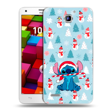 Пластиковый чехол на Huawei Honor 3x с принтом Стич Новый год