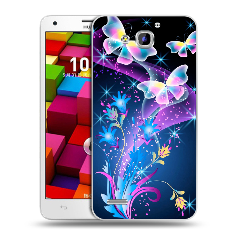 Пластиковый чехол на Huawei Honor 3x с принтом Бабочки Пластиковый чехол на Huawei Honor 3x с принтом Бабочки