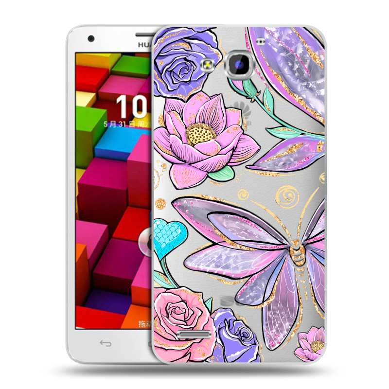 Пластиковый чехол на Huawei Honor 3x с принтом Бабочки и цветы Пластиковый чехол на Huawei Honor 3x с принтом Бабочки и цветы