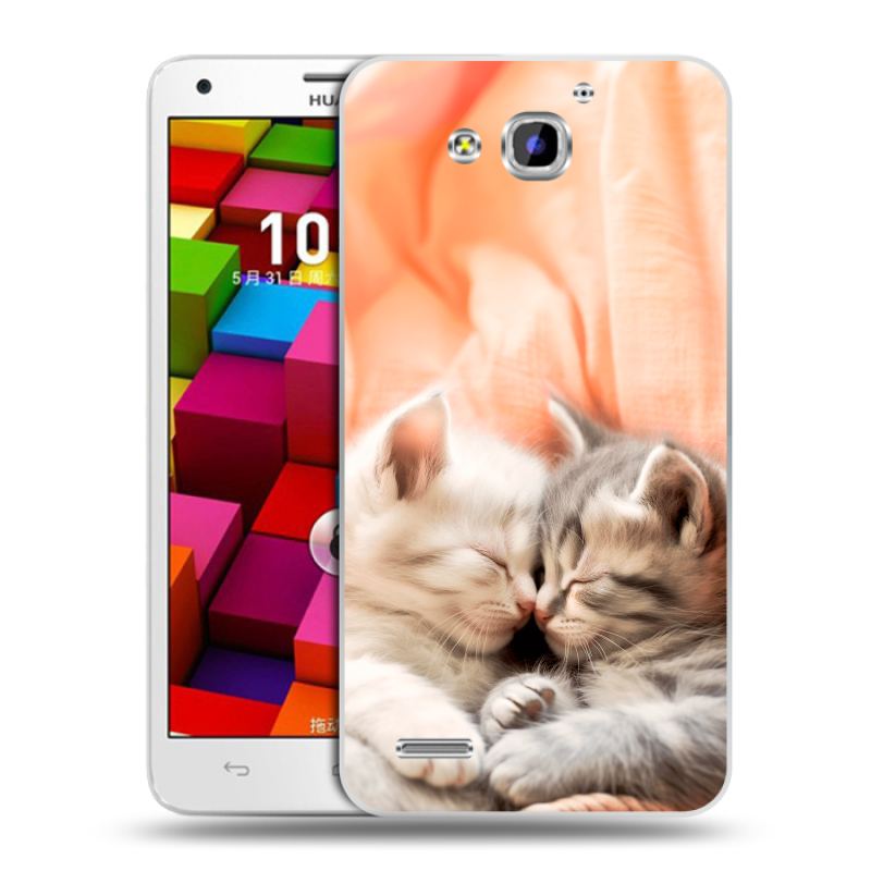 Пластиковый чехол на Huawei Honor 3x с принтом Котята Пластиковый чехол на Huawei Honor 3x с принтом Котята