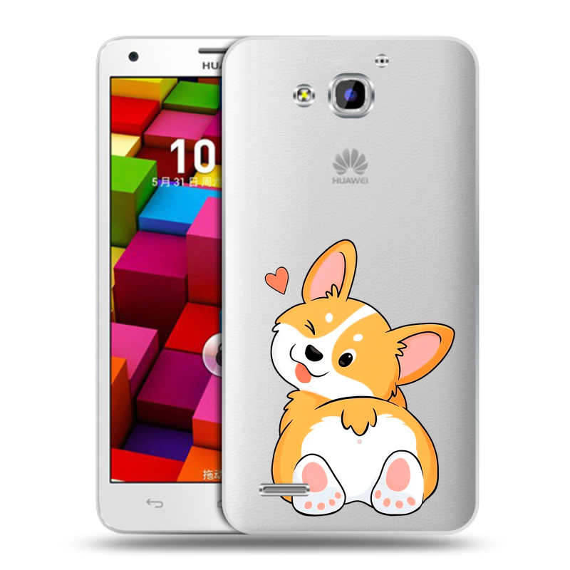 Пластиковый чехол на Huawei Honor 3x с принтом Корги Пластиковый чехол на Huawei Honor 3x с принтом Корги