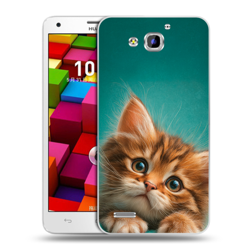 Пластиковый чехол на Huawei Honor 3x с принтом котенок Пластиковый чехол на Huawei Honor 3x с принтом котенок