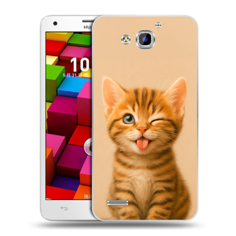 Пластиковый чехол на Huawei Honor 3x с принтом котенок Пластиковый чехол на Huawei Honor 3x с принтом котенок