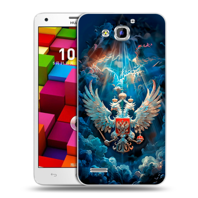 Пластиковый чехол на Huawei Honor 3x с принтом Герб флаг России Пластиковый чехол на Huawei Honor 3x с принтом Герб флаг России