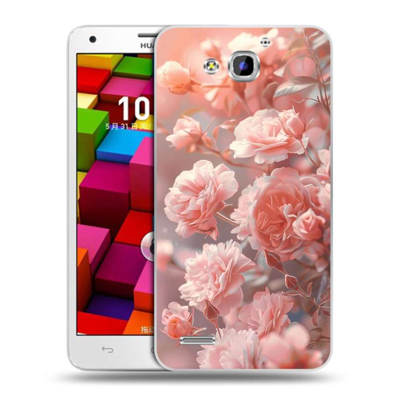 Пластиковый чехол на Huawei Honor 3x с принтом Розовые розы Пластиковый чехол на Huawei Honor 3x с принтом Розовые розы