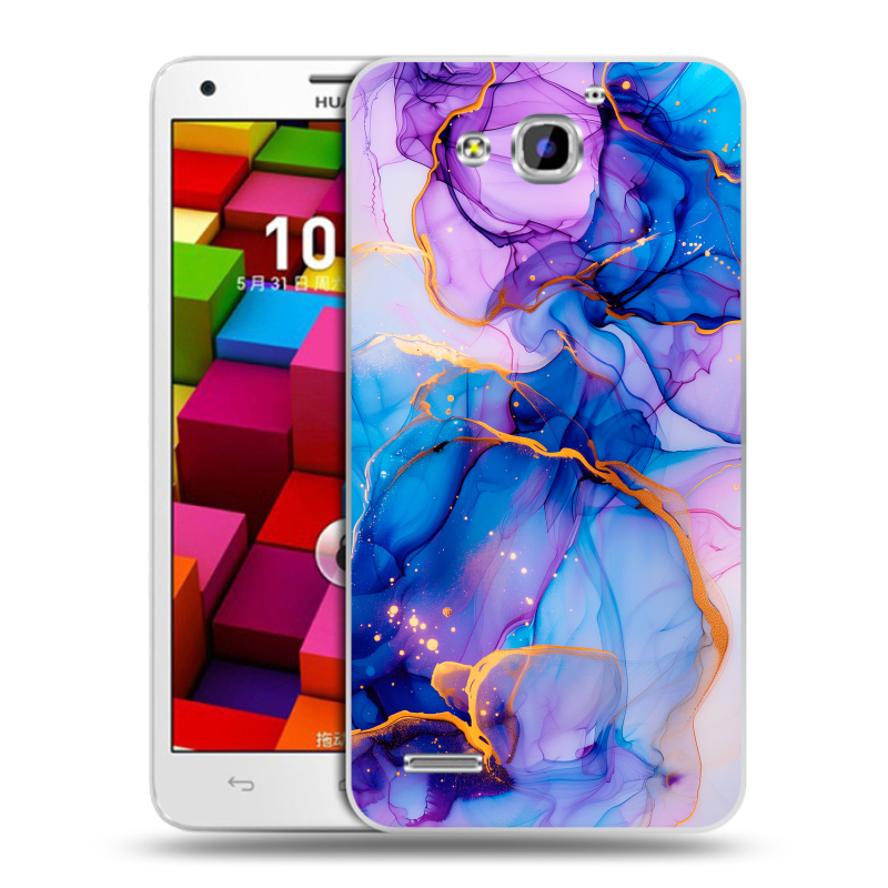 Пластиковый чехол на Huawei Honor 3x с принтом синий мрамор Пластиковый чехол на Huawei Honor 3x с принтом синий мрамор