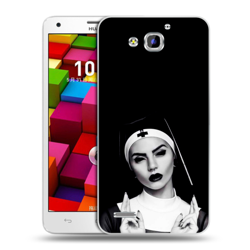 Пластиковый чехол на Huawei Honor 3x с принтом монашка Пластиковый чехол на Huawei Honor 3x с принтом монашка