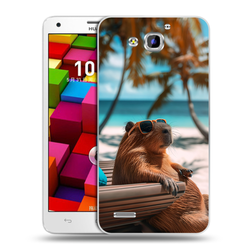 Пластиковый чехол на Huawei Honor 3x с принтом Капибара Пластиковый чехол на Huawei Honor 3x с принтом Капибара