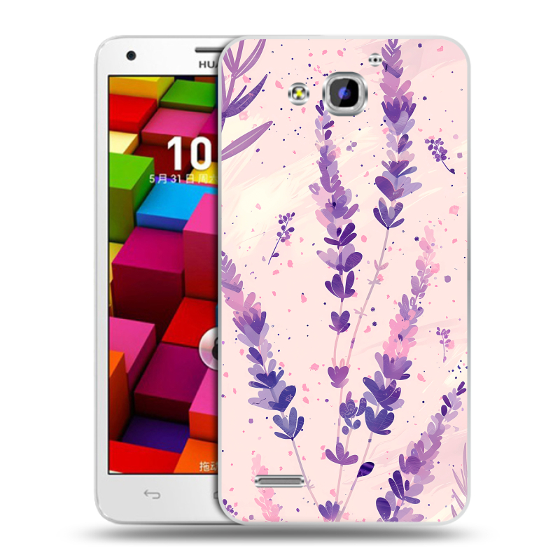 Пластиковый чехол на Huawei Honor 3x с принтом цветы лаванда Пластиковый чехол на Huawei Honor 3x с принтом цветы лаванда