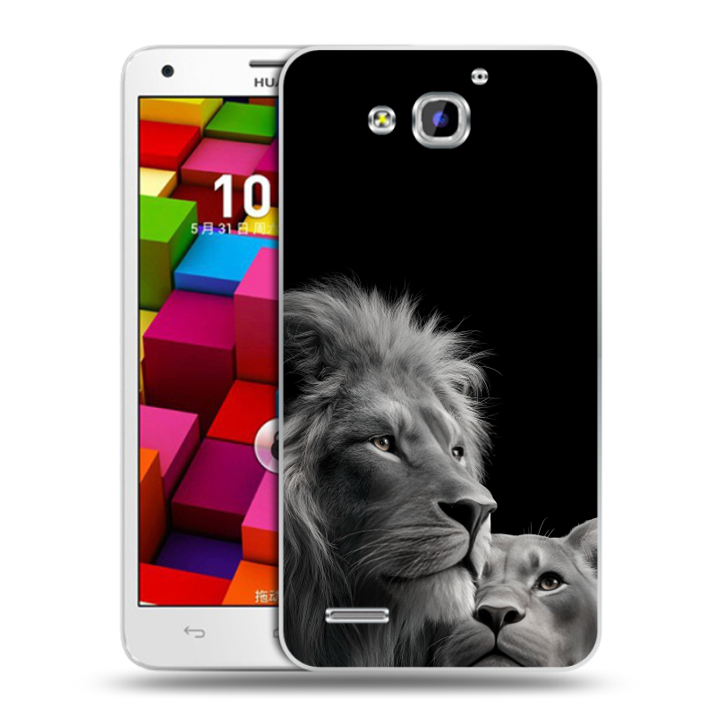 Пластиковый чехол на Huawei Honor 3x с принтом Лев кошки Пластиковый чехол на Huawei Honor 3x с принтом Лев кошки