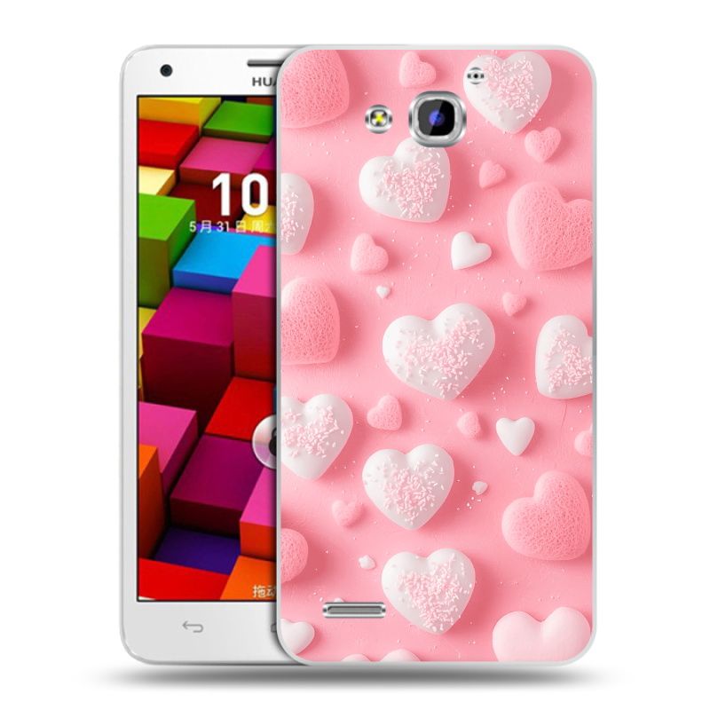 Пластиковый чехол на Huawei Honor 3x с принтом Сердечки Пластиковый чехол на Huawei Honor 3x с принтом Сердечки
