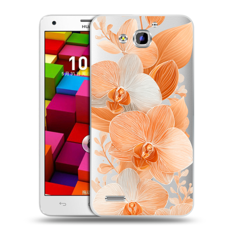 Пластиковый чехол на Huawei Honor 3x с принтом Бежевые цветы Пластиковый чехол на Huawei Honor 3x с принтом Бежевые цветы