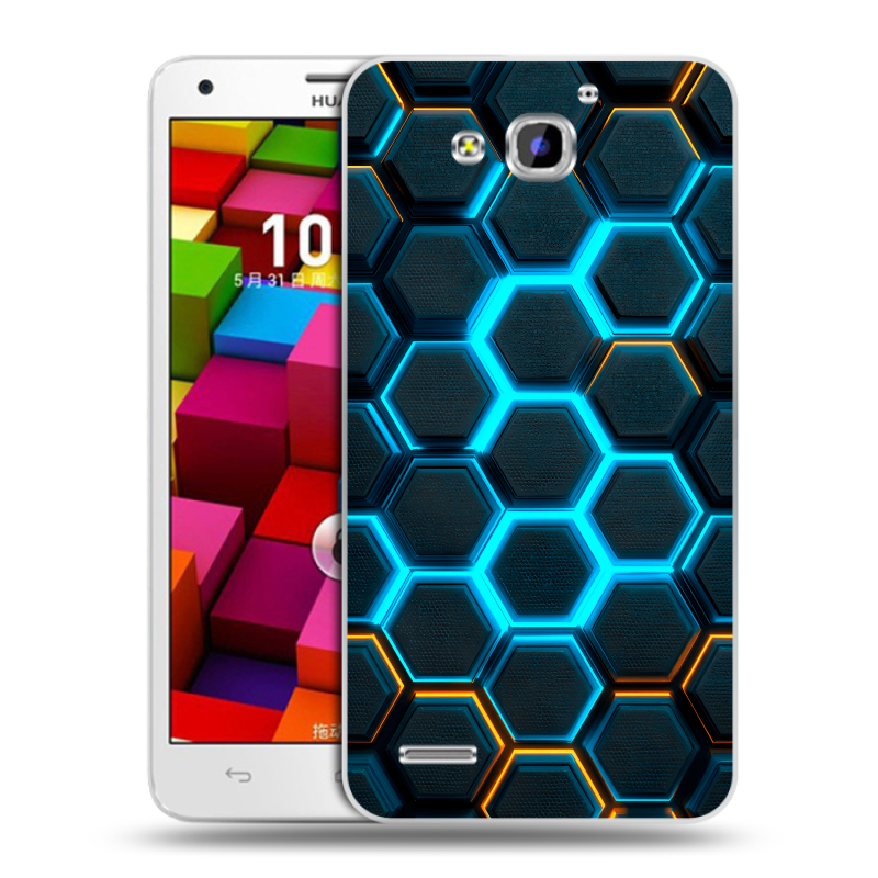 Пластиковый чехол на Huawei Honor 3x с принтом Неоновые соты Пластиковый чехол на Huawei Honor 3x с принтом Неоновые соты