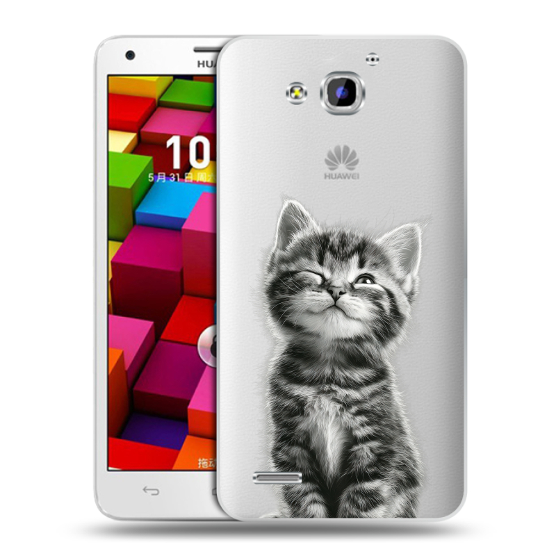 Пластиковый чехол на Huawei Honor 3x с принтом Котенок Пластиковый чехол на Huawei Honor 3x с принтом Котенок