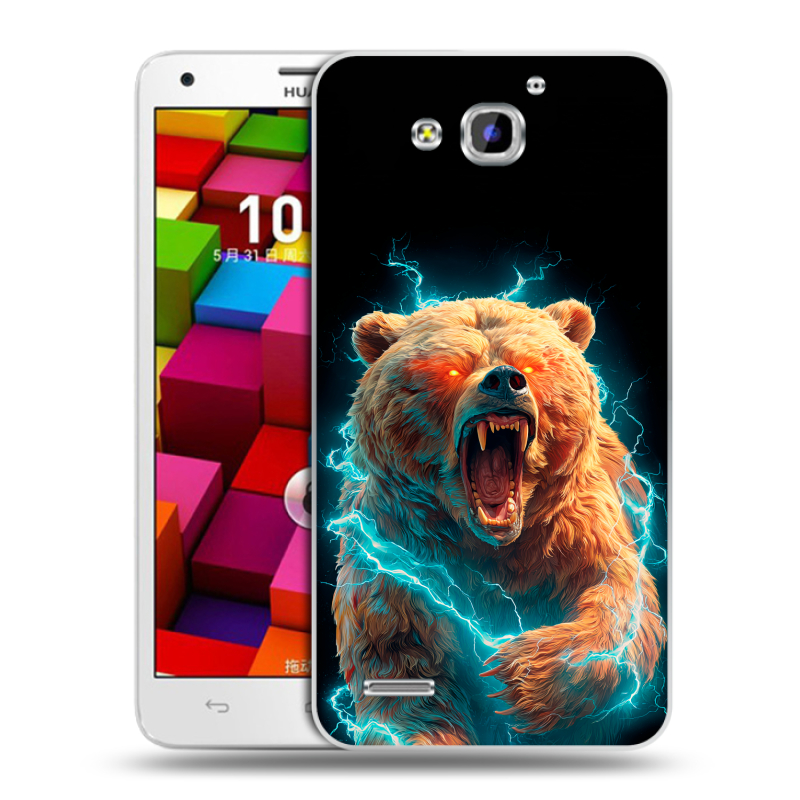 Пластиковый чехол на Huawei Honor 3x с принтом Медведь Пластиковый чехол на Huawei Honor 3x с принтом Медведь