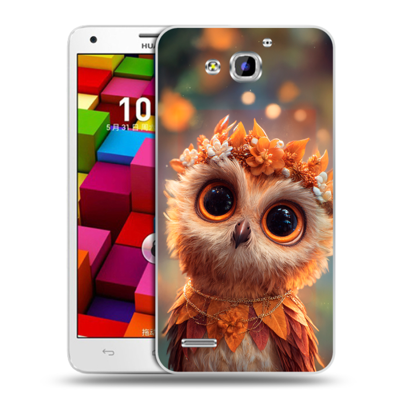 Пластиковый чехол на Huawei Honor 3x с принтом Милая сова Пластиковый чехол на Huawei Honor 3x с принтом Милая сова