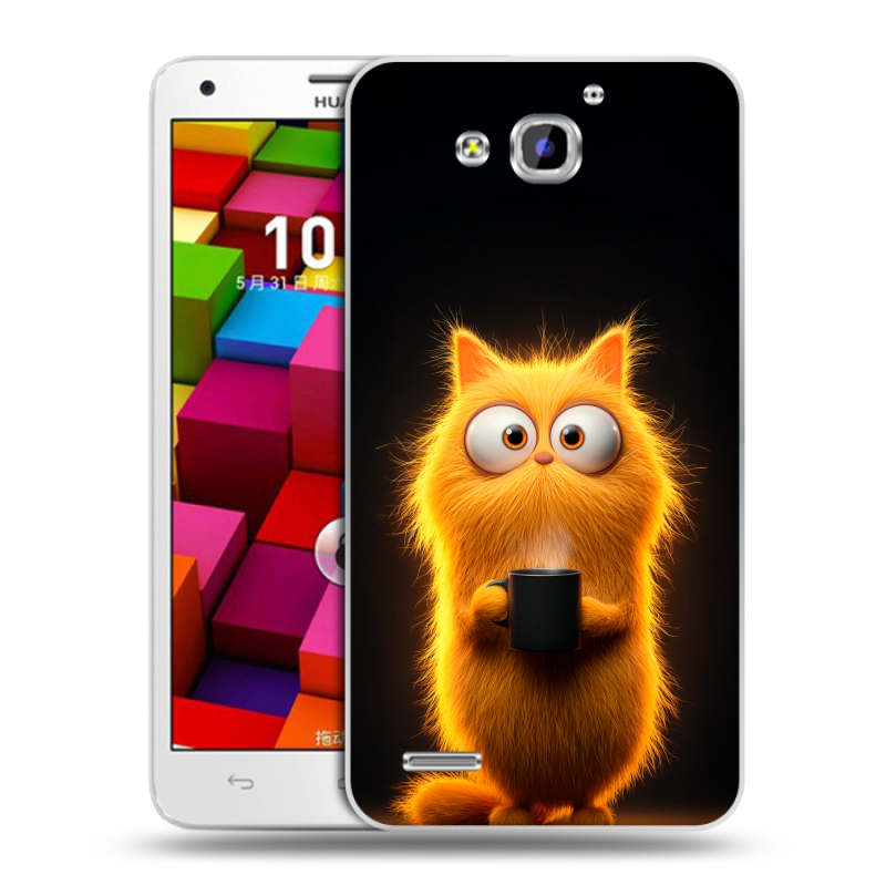 Пластиковый чехол на Huawei Honor 3x с принтом Смешной кот Пластиковый чехол на Huawei Honor 3x с принтом Смешной кот