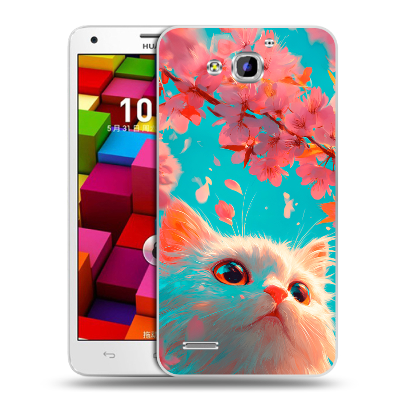 Пластиковый чехол на Huawei Honor 3x с принтом Красивый кот Пластиковый чехол на Huawei Honor 3x с принтом Красивый кот