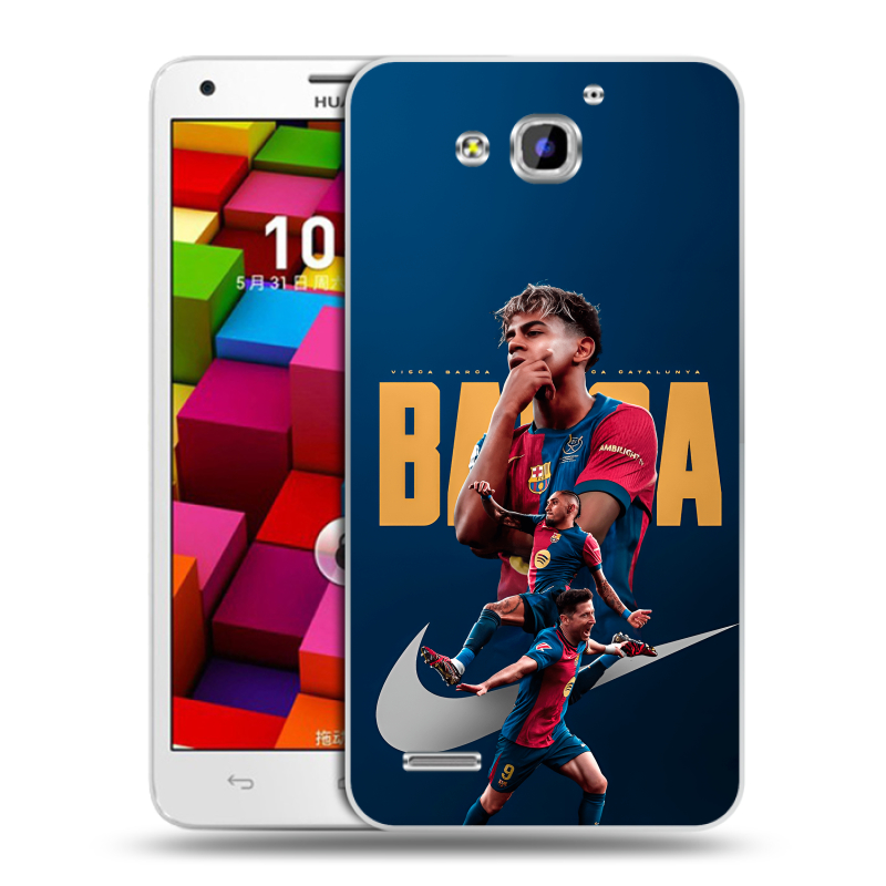 Пластиковый чехол на Huawei Honor 3x с принтом Барселона Barca Yamal Пластиковый чехол на Huawei Honor 3x с принтом Барселона Barca Yamal