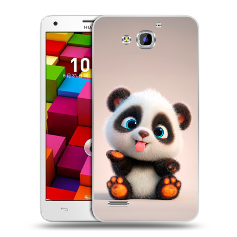 Пластиковый чехол на Huawei Honor 3x с принтом милая панда Пластиковый чехол на Huawei Honor 3x с принтом милая панда