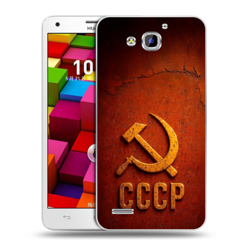 Пластиковый чехол на Huawei Honor 3x с принтом Флаг Герб СССР Пластиковый чехол на Huawei Honor 3x с принтом Флаг Герб СССР