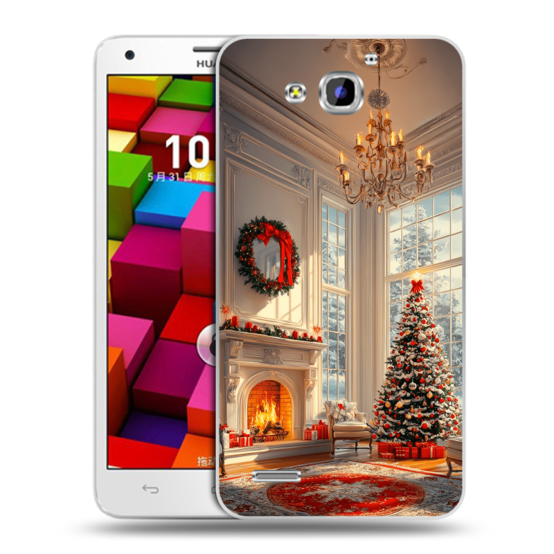 Пластиковый чехол на Huawei Honor 3x с принтом Новый год Пластиковый чехол на Huawei Honor 3x с принтом Новый год