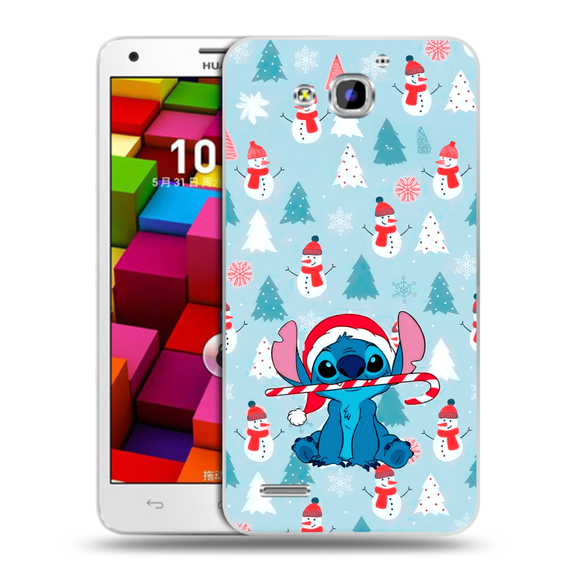 Пластиковый чехол на Huawei Honor 3x с принтом Стич Новый год Пластиковый чехол на Huawei Honor 3x с принтом Стич Новый год