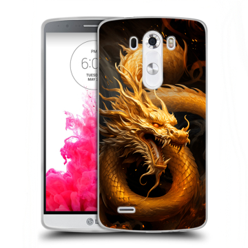 Силиконовый чехол на LG G3 (Dual-LTE) с принтом Золотой дракон Силиконовый чехол на LG G3 (Dual-LTE) с принтом Золотой дракон