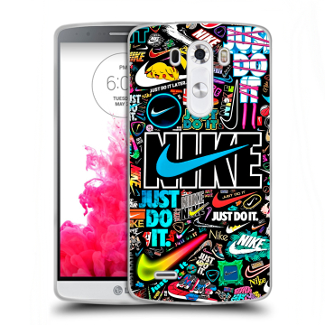 Силиконовый чехол на LG G3 (Dual-LTE) с принтом найк nike черный Силиконовый чехол на LG G3 (Dual-LTE) с принтом найк nike черный