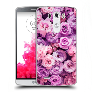 Силиконовый чехол на LG G3 (Dual-LTE) с принтом лавандовые розы